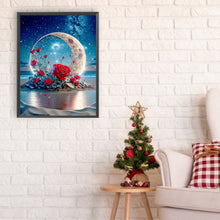 Load image into Gallery viewer, Diamond Painting - Full Round - Red rose under the moon (30*40CM)
