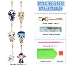 Load image into Gallery viewer, 6PCS Double Sided Special Shape Diamond Painting Art Keychain Pendant Wacky Doll
