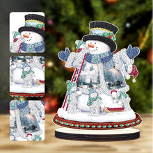 Load image into Gallery viewer, Christmas Snowman Wooden Desktop Diamond Painting Ornament (#1)

