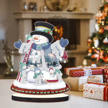 Load image into Gallery viewer, Christmas Snowman Wooden Desktop Diamond Painting Ornament (#1)
