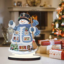 Load image into Gallery viewer, Christmas Snowman Wooden Desktop Diamond Painting Ornament (#2)
