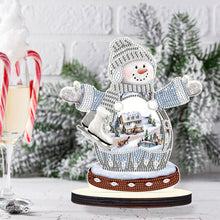 Load image into Gallery viewer, Christmas Snowman Wooden Desktop Diamond Painting Ornament (#5)
