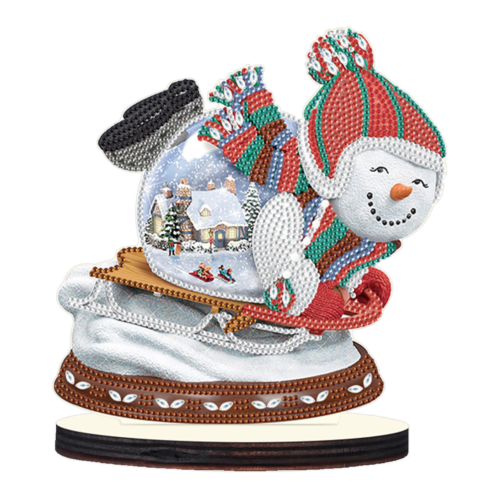 Christmas Snowman Wooden Desktop Diamond Painting Ornament (#12)