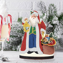 Load image into Gallery viewer, Wooden Desktop Diamond Painting Ornament Diamond Table Decor (Santa #1)

