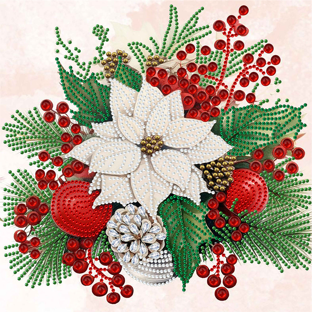 Diamond Painting - Partial Special Shaped - Christmas flower poinsettia (30*30CM)