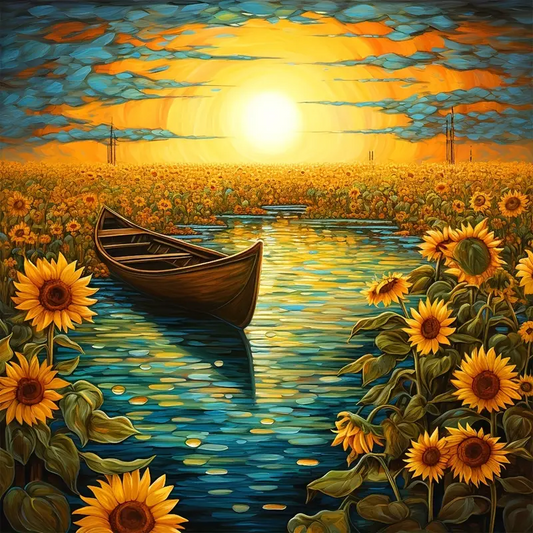 Diamond Painting - Full Round - sunflower lake (40*40CM)