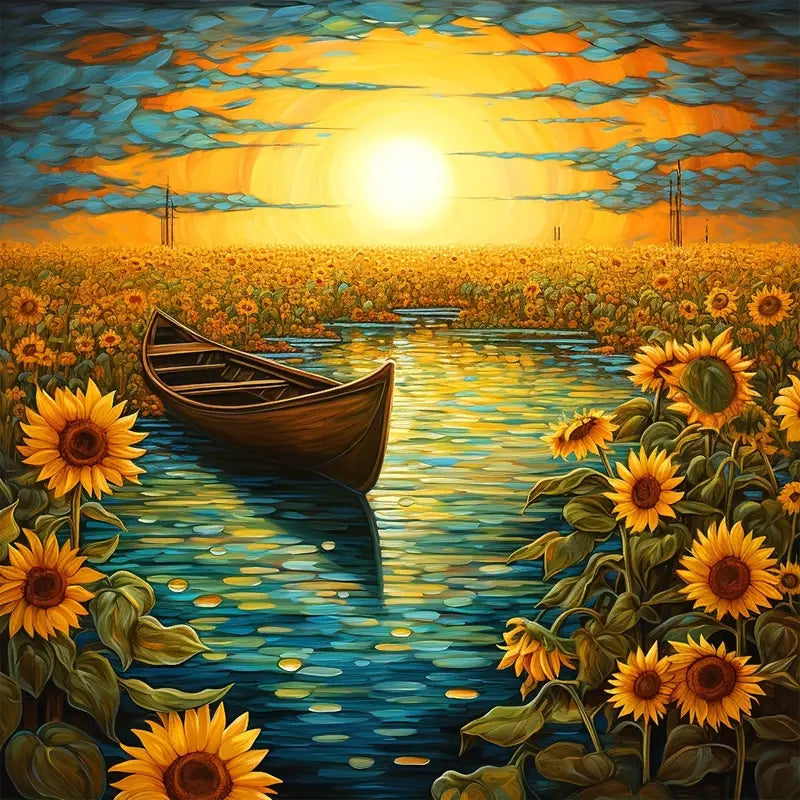 Diamond Painting - Full Round - sunflower lake (40*40CM)