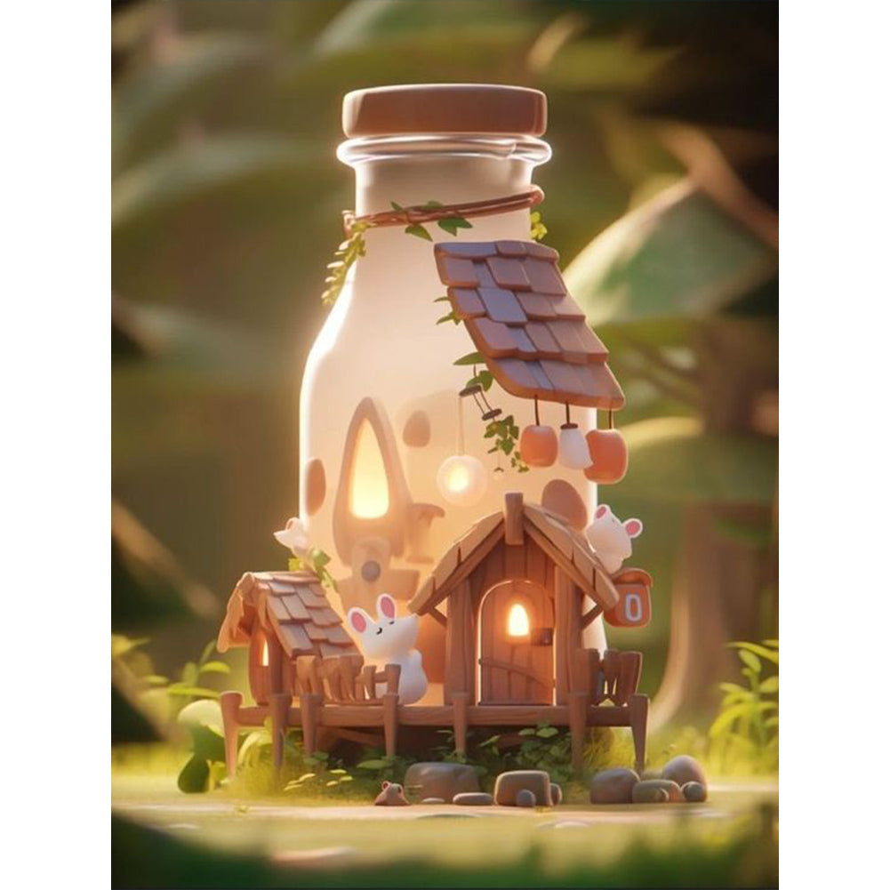 Diamond Painting - Full Round - forest bottle hut (30*40CM)