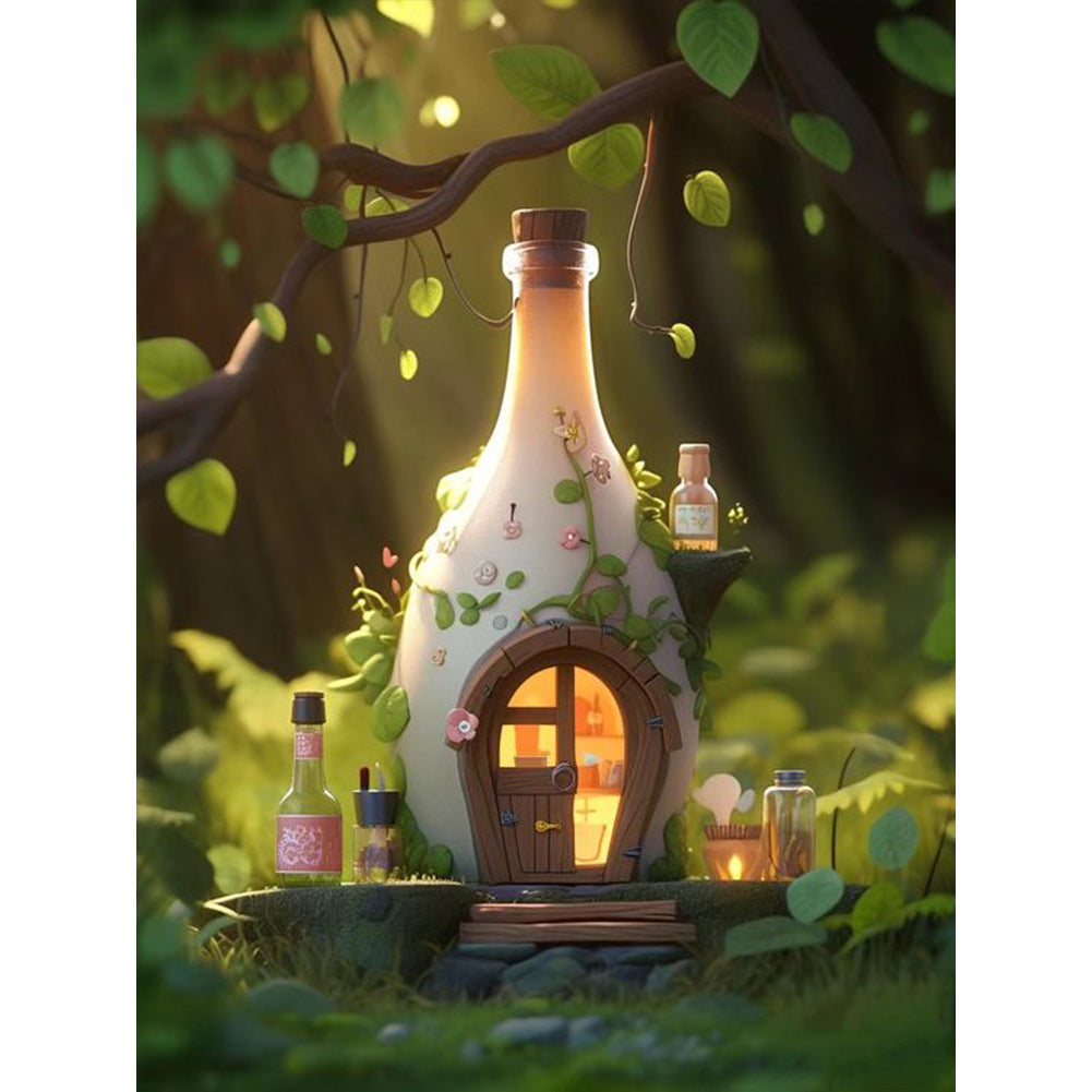 Diamond Painting - Full Round - forest bottle hut (30*40CM)