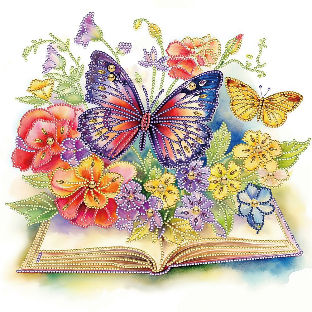 Diamond Painting - Partial Special Shaped - Simple butterfly and book (40*40CM)
