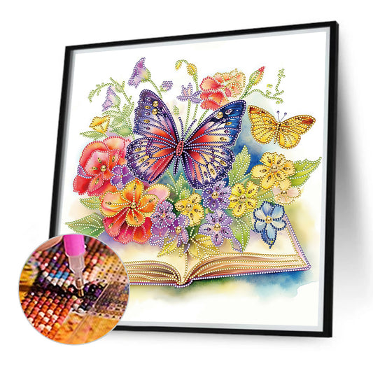 Diamond Painting - Partial Special Shaped - Simple butterfly and book (40*40CM)
