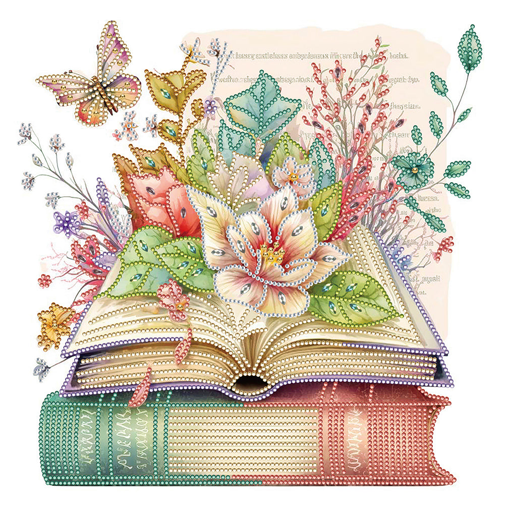 Diamond Painting - Partial Special Shaped - simple flower book butterfly (40*40CM)