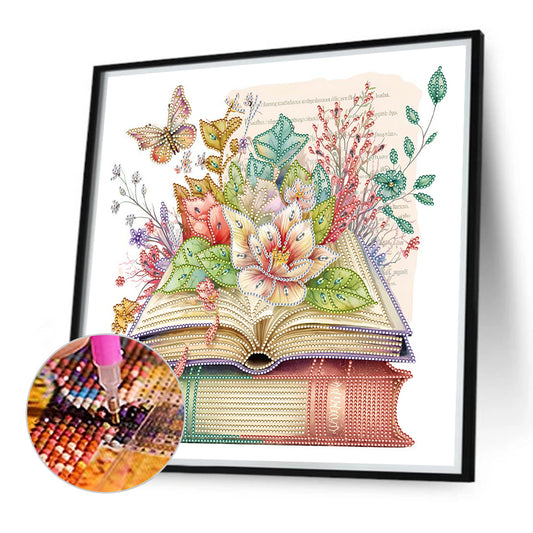 Diamond Painting - Partial Special Shaped - simple flower book butterfly (40*40CM)