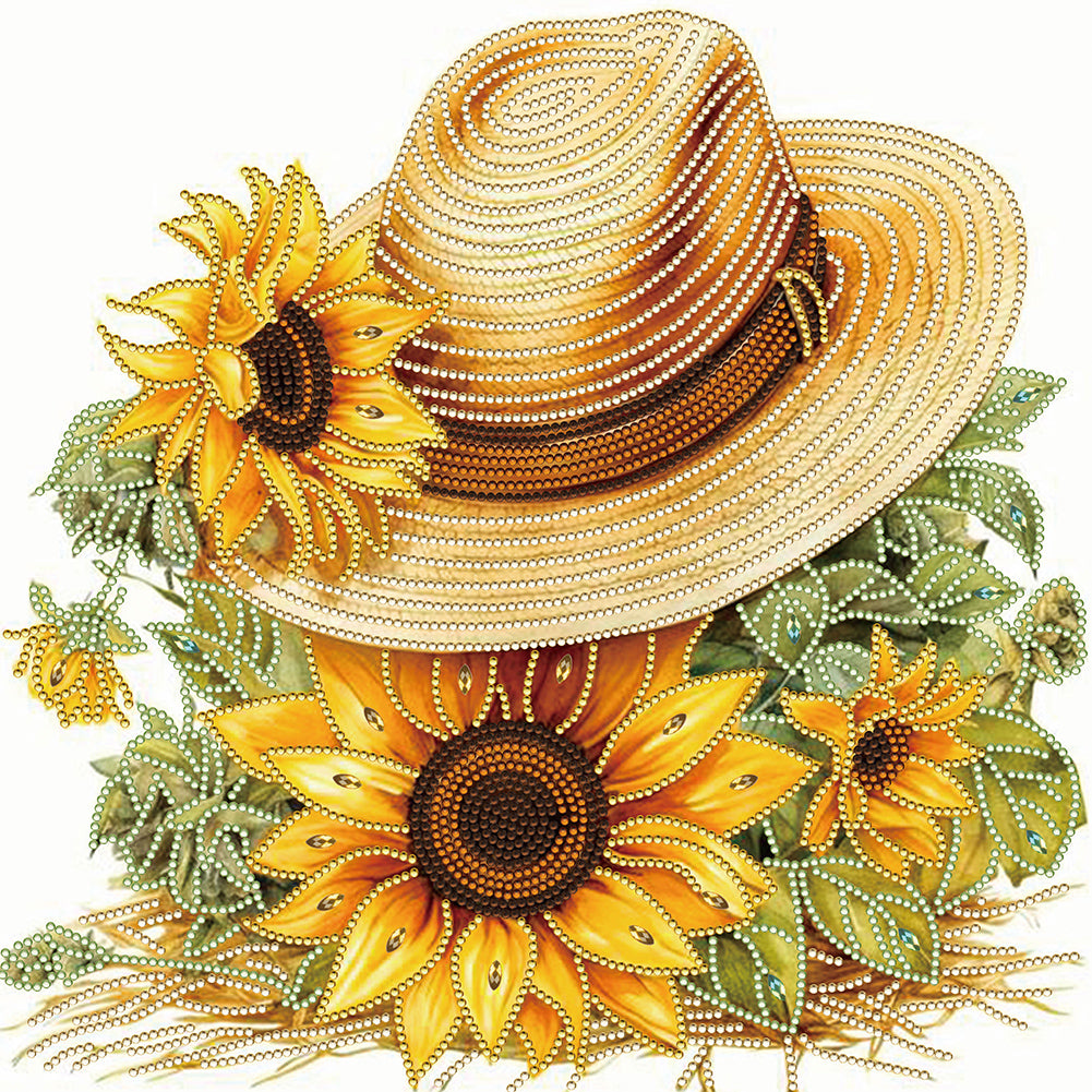 Diamond Painting - Partial Special Shaped - simple hat sunflower (40*40CM)