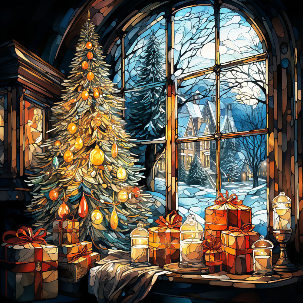Diamond Painting - Full Round - Christmas glass art (30*30CM)
