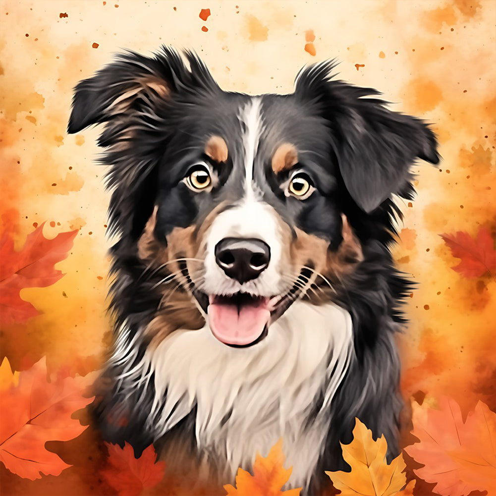 Diamond Painting - Full Round - maple leaf puppy (30*30CM)