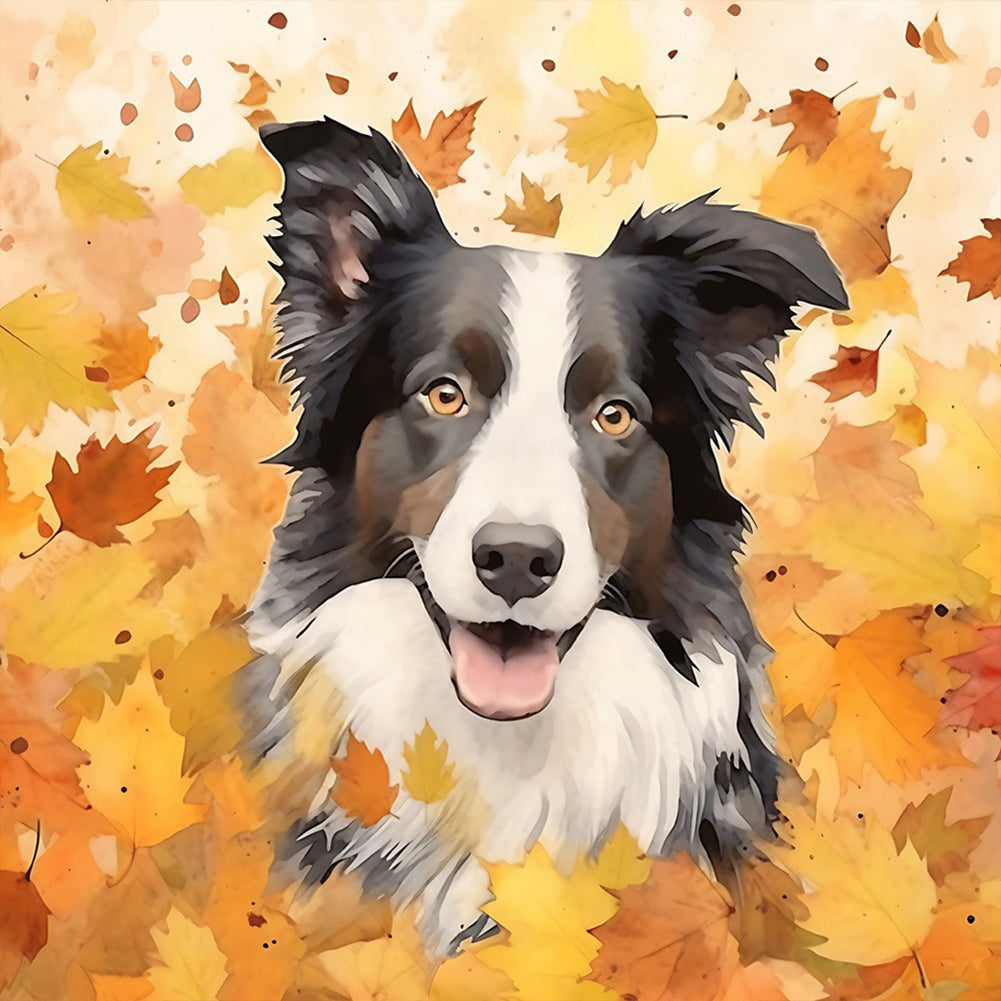Diamond Painting - Full Round - maple leaf puppy (30*30CM)
