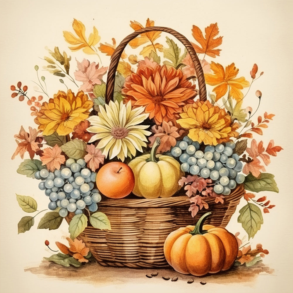 Diamond Painting - Full Round - Pumpkin flower basket (30*30CM)