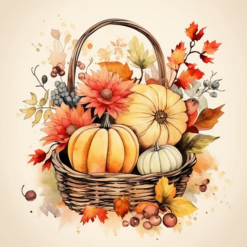 Diamond Painting - Full Round - Pumpkin flower basket (30*30CM)