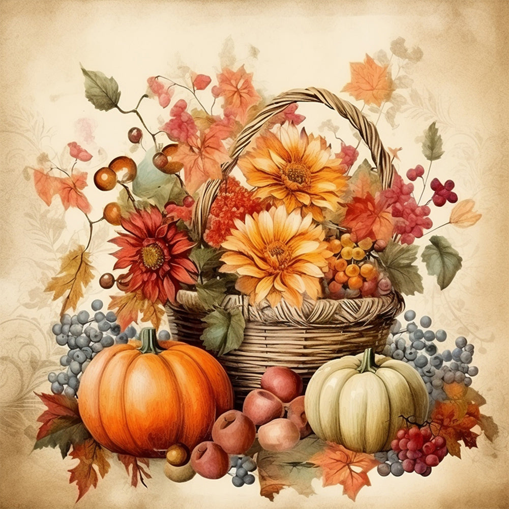 Diamond Painting - Full Round - Pumpkin flower basket (30*30CM)