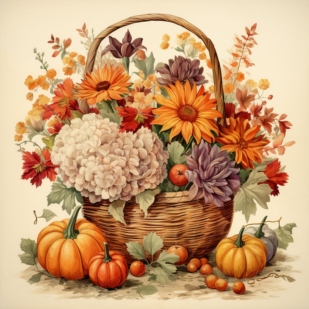 Diamond Painting - Full Round - Pumpkin flower basket (30*30CM)