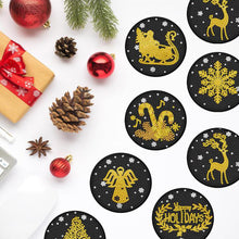 Load image into Gallery viewer, 8PCS Diamond Painting Art Coaster Kit with Holder (Black Gold Xmas Elements)

