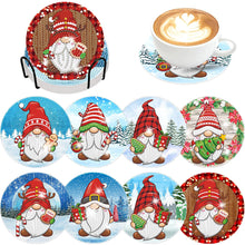 Load image into Gallery viewer, 8PCS Diamond Painting Art Coaster Kit with Holder (Christmas Gnome)
