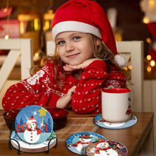 Load image into Gallery viewer, 8PCS Diamond Painting Art Coaster Kit with Holder (Christmas Snowman)

