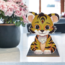Load image into Gallery viewer, Wooden Crystal Painting Desktop Kit Diamond Art Table Decor (Tiger)
