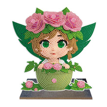 Load image into Gallery viewer, Wooden Crystal Painting Desktop Kit Diamond Art Table Decor (Flower Plate Girl)
