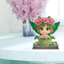Load image into Gallery viewer, Wooden Crystal Painting Desktop Kit Diamond Art Table Decor (Flower Plate Girl)
