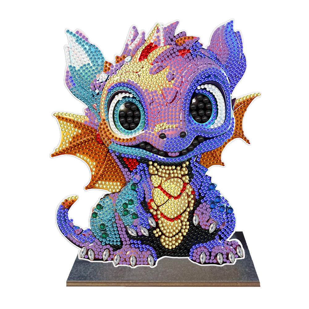 Wooden Crystal Painting Desktop Kit Diamond Art Table Decor (Dragon Baby #6)