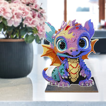 Load image into Gallery viewer, Wooden Crystal Painting Desktop Kit Diamond Art Table Decor (Dragon Baby #6)
