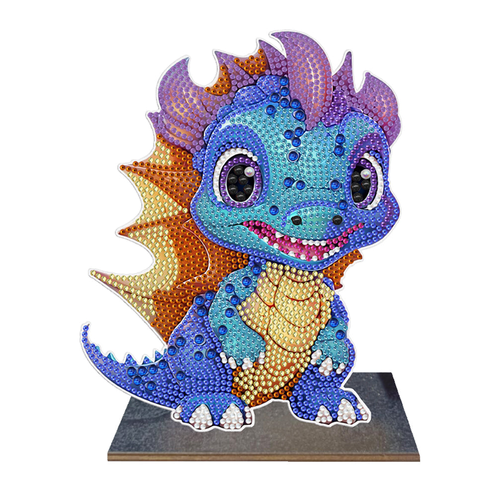 Wooden Crystal Painting Desktop Kit Diamond Art Table Decor (Dragon Baby #7)