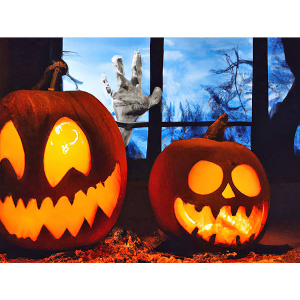 Diamond Painting - Full Round - Halloween pumpkin lantern (40*30CM)