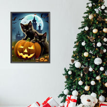 Load image into Gallery viewer, Diamond Painting - Full Round - Halloween black cat and pumpkin lantern (30*40CM)

