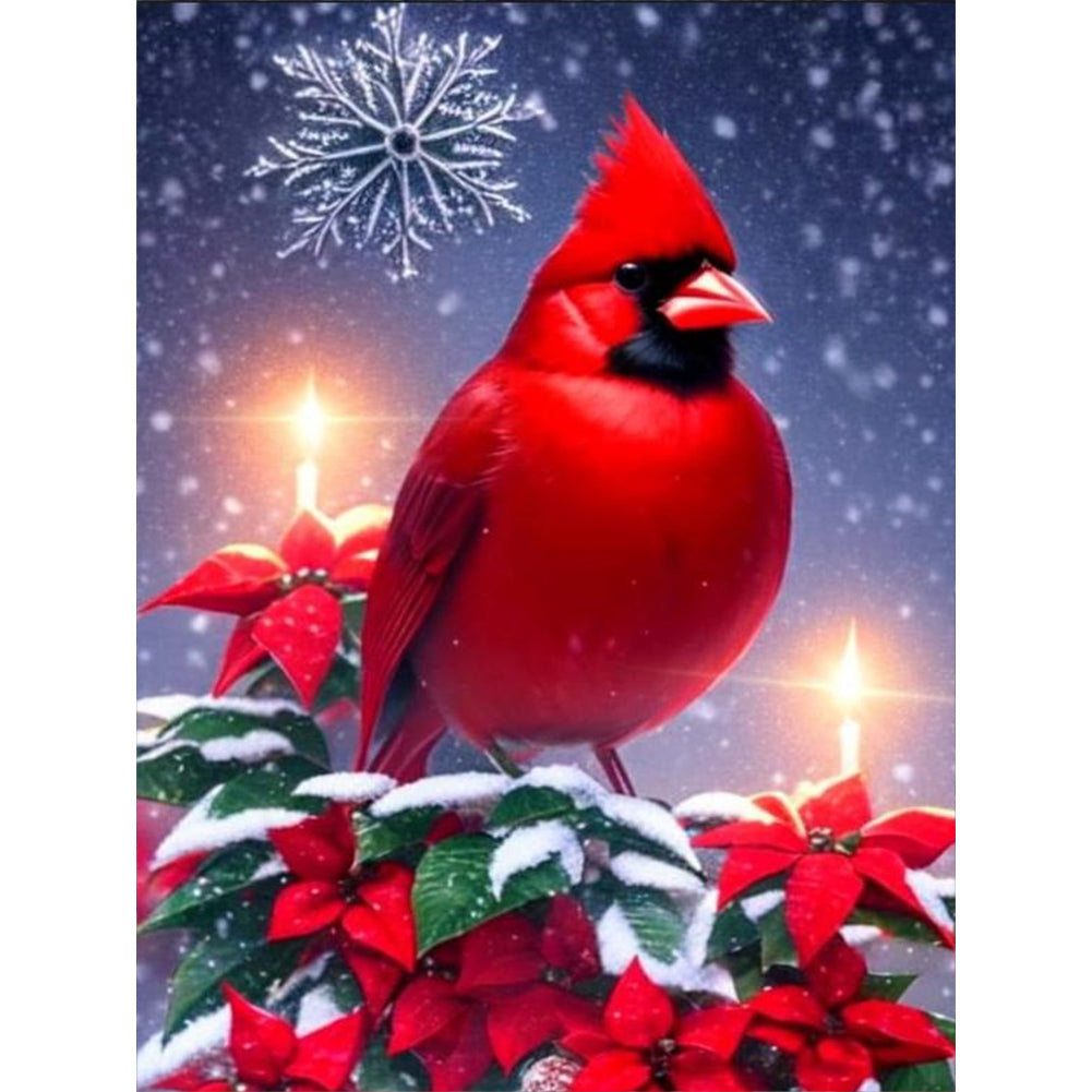 Diamond Painting - Full Round - cardinal in snow scene (30*40CM)