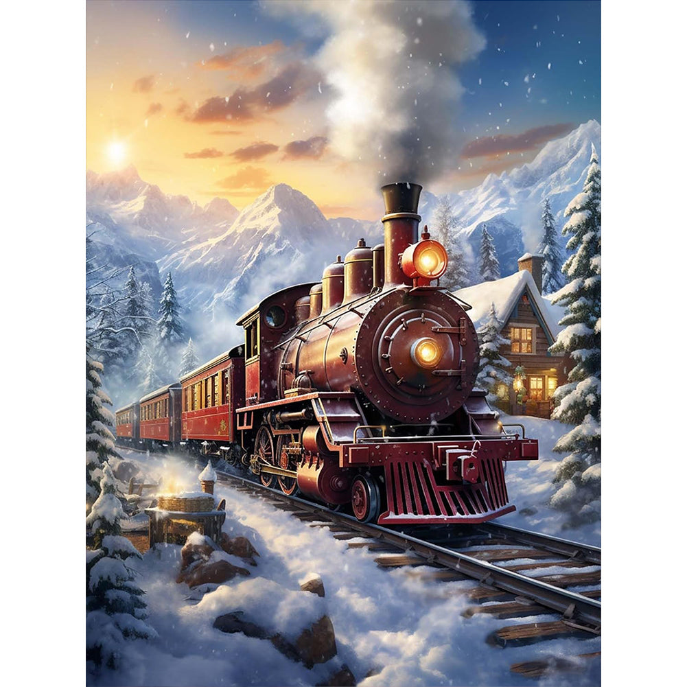 Diamond Painting - Full Round - snow train (30*40CM)
