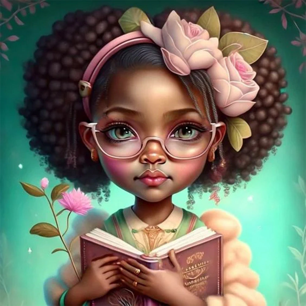 Diamond Painting - Full Round - curly black girl (30*30CM)