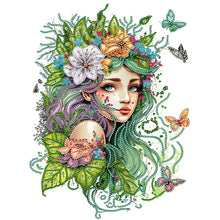 Load image into Gallery viewer, Diamond Painting - Partial Special Shaped - girl with butterfly (30*40CM)
