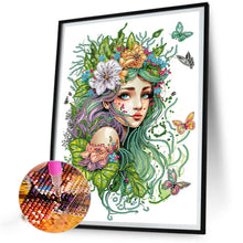 Load image into Gallery viewer, Diamond Painting - Partial Special Shaped - girl with butterfly (30*40CM)
