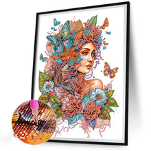Load image into Gallery viewer, Diamond Painting - Partial Special Shaped - girl flower butterfly (30*40CM)
