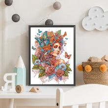 Load image into Gallery viewer, Diamond Painting - Partial Special Shaped - girl flower butterfly (30*40CM)

