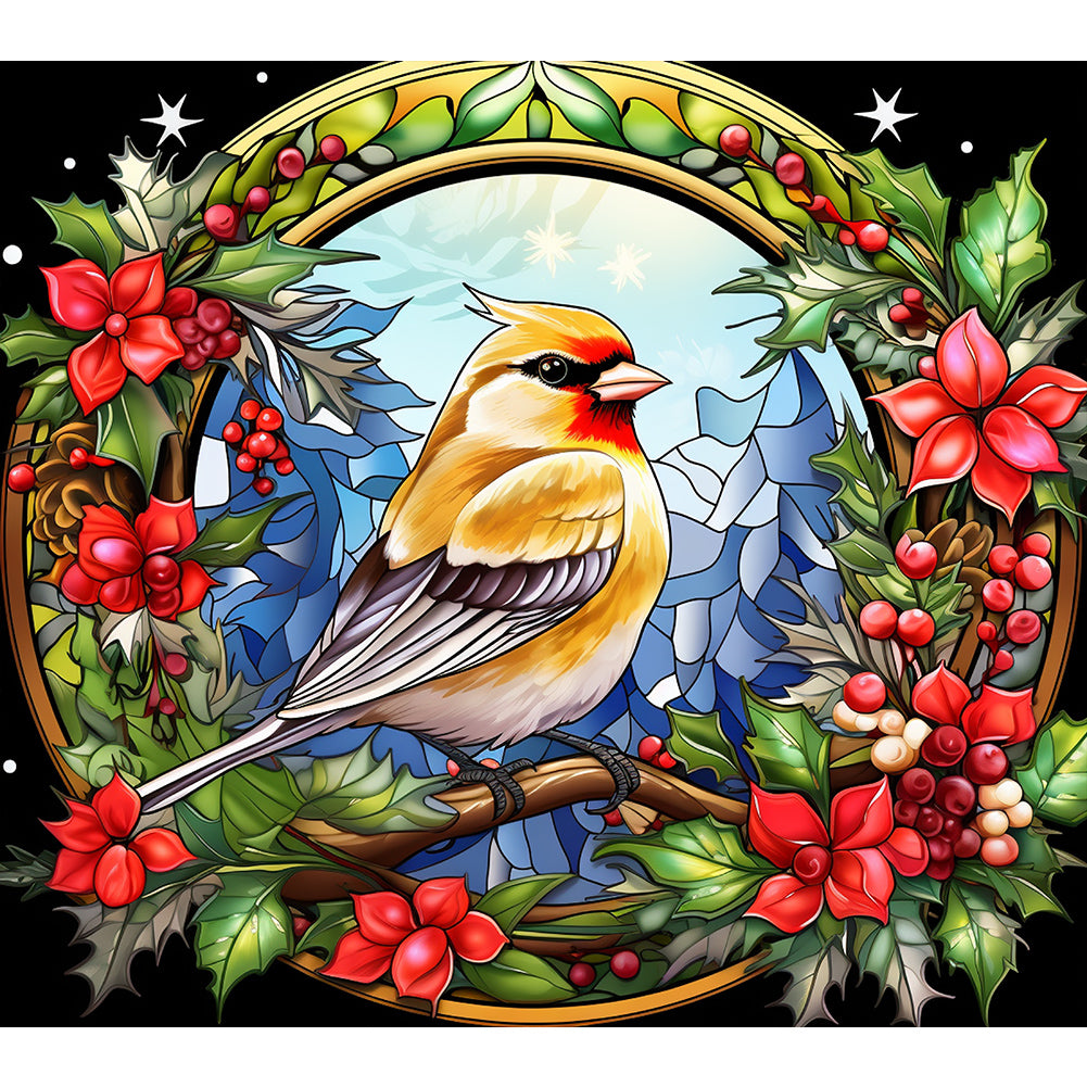 Diamond Painting - Full Round - glass art bird (35*30CM)