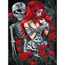 Load image into Gallery viewer, Diamond Painting - Full Round - girl rose skull (30*40CM)
