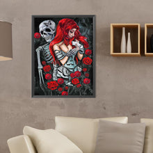 Load image into Gallery viewer, Diamond Painting - Full Round - girl rose skull (30*40CM)
