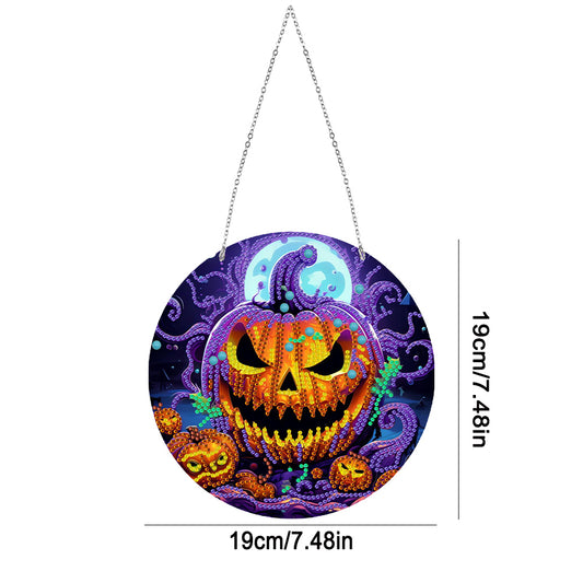 Suncatcher Double Sided Diamond Painting Hanging Sign (Pumpkin Monster)