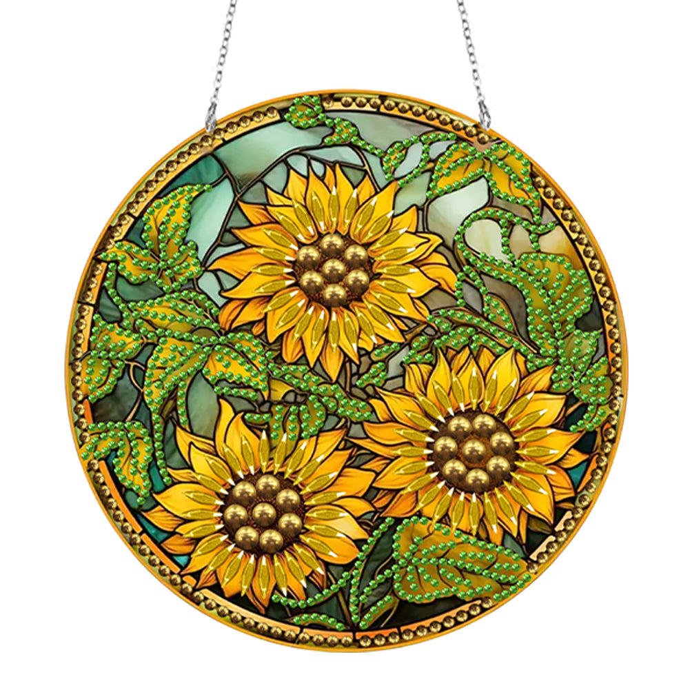 Suncatcher Double Sided Diamond Painting Hanging Sign (Sunflower #6)