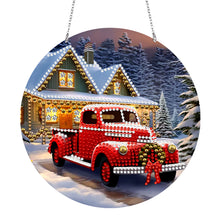 Load image into Gallery viewer, Suncatcher Double Sided Special Shape Crystal Painting Ornaments Xmas Red Truck
