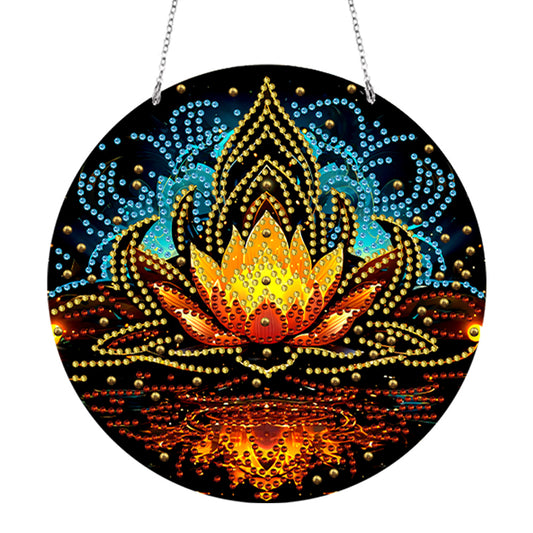 Suncatcher Double Sided Special Shape Crystal Painting Ornaments Lotus Power